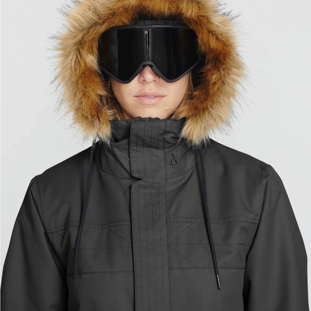 Volcom FAWN INSULATED JACKET Black Ski & Snow Jacket with Detachable Fur Hood